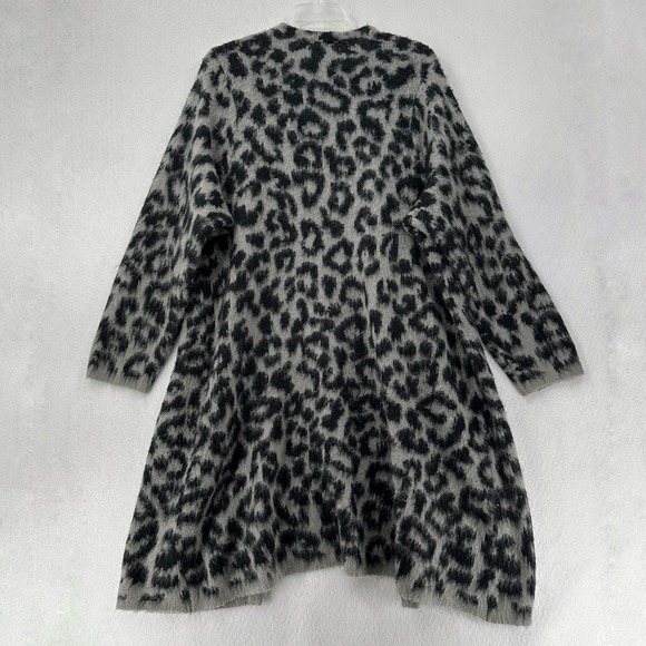 Torrid Plus 5X Cardigan Sweater Grey Leopard Longline‎ Knit Open Front Animal - Picture 2 of 11
